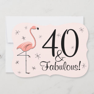 Roze flamingo '40 en Fabulous' uitnodigingssteun Kaart
