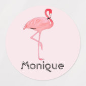Roze Flamingo Aangepaste naam Labels (Design 2)