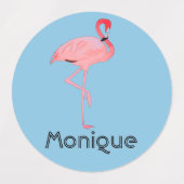 Roze Flamingo Aangepaste naam Labels (Design 1)