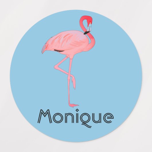 Roze Flamingo Aangepaste naam Labels (Design 1)