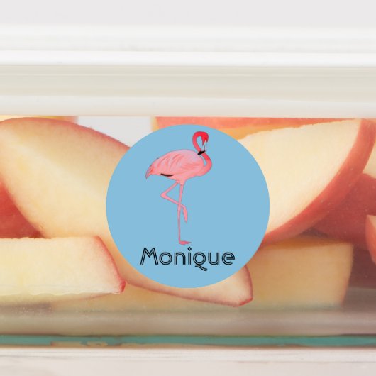 Roze Flamingo Aangepaste naam Labels (Aangebracht)