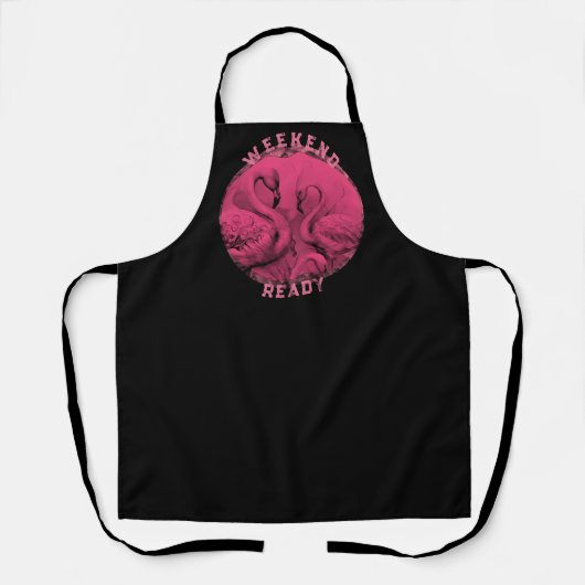 Roze Flamingo Aangepaste tekst All-over Print Scho Schort (Voorkant)