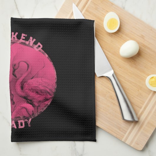 Roze flamingo aangepaste tekst theedoek (Quarter Fold)