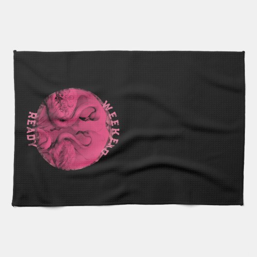 Roze flamingo aangepaste tekst theedoek (Horizontaal)