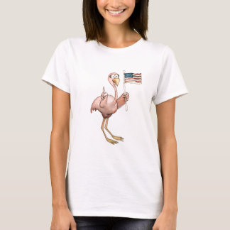 Roze Flamingo American Flag Number One T-shirt