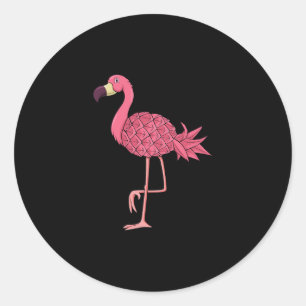 Roze Flamingo Ananas Hawaii Vakantie Zomer Mannen Ronde Sticker