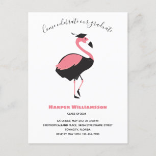 Roze Flamingo Animal Afstuderen Uitnodiging Briefkaart