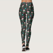 Roze Flamingo Art Deco Ferns Patroon 20s Birds Leggings (Achterkant)