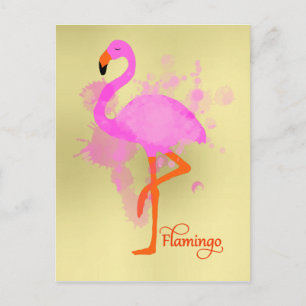  roze flamingo artistieke schilderplaat briefkaart