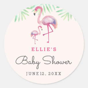 Roze Flamingo Baby Borrel Sticker