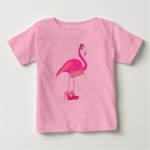 Roze Flamingo - Baby Fine Jersey T-Shirt 