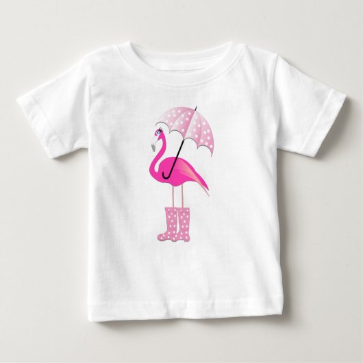 Roze Flamingo - Baby Fine Jersey T-Shirt (Voorkant)