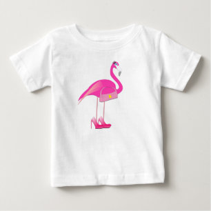Roze Flamingo - Baby Fine Jersey T-Shirt 