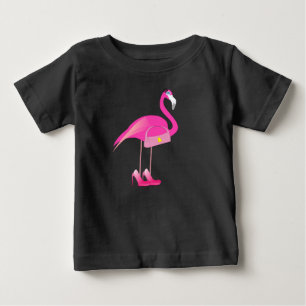 Roze Flamingo - Baby Fine Jersey T-Shirt 