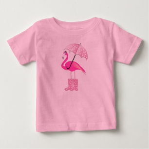 Roze Flamingo - Baby Fine Jersey T-Shirt 