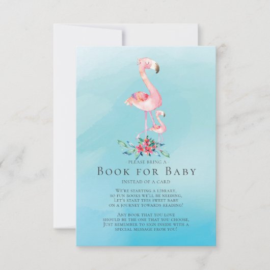 Roze Flamingo Baby shower Boek voor Baby Kaart (Voorkant)