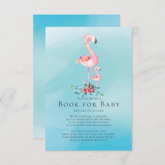 Roze Flamingo Baby shower Boek voor Baby Kaart (Voorkant / Achterkant)