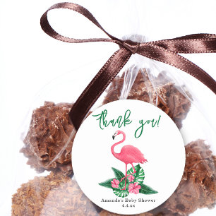 Roze Flamingo Baby shower - dank u Ronde Sticker