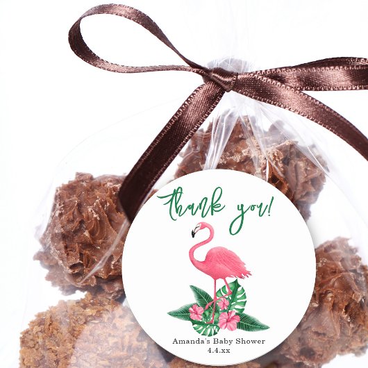 Roze Flamingo Baby shower - dank u Ronde Sticker