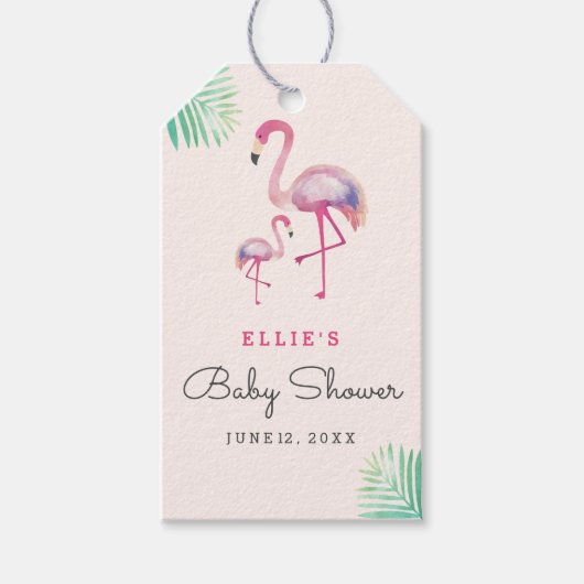 Roze Flamingo Baby shower Gift Labels Cadeaulabel (Voorkant)
