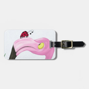 roze flamingo bagagelabel