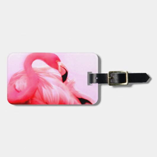 Roze Flamingo Bagagelabel (Voorkant horizontaal)