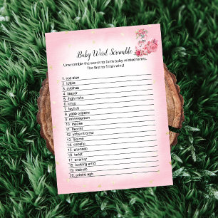 Roze Flamingo Ballerina Word Scramble Showgame Kaart
