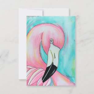Roze flamingo bedankkaart