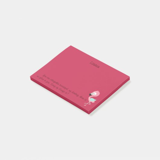 Roze flamingo Bijbelversie Post-it® Notes (Schuin)