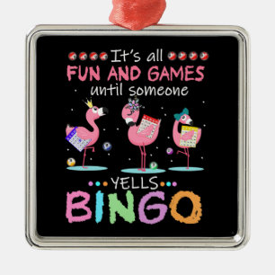 Roze Flamingo Bingo Funny Gift Art Metalen Ornament