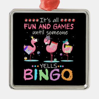 Roze Flamingo Bingo Funny Gift Art Metalen Ornament