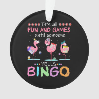 Roze Flamingo Bingo Funny Gift Art Ornament