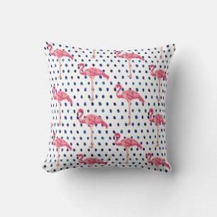 Roze Flamingo Bird Blue Dot Pattern Sierkussen