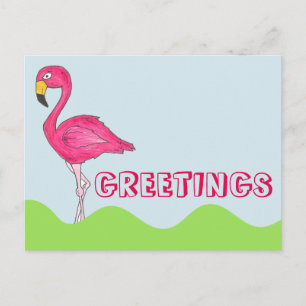 roze flamingo Bird Briefkaart