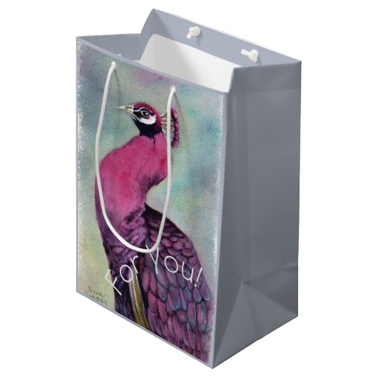 Roze Flamingo Bird Medium Cadeauzakje (Voorkant Gekanteld)