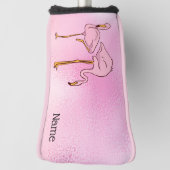 Roze Flamingo Bird op Roze Achtergrond Golfheadcover (Draai 90)