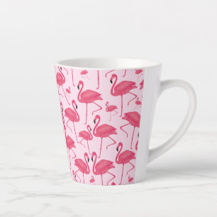 Roze Flamingo Bird Waterverf op Pink Design Latte Mok
