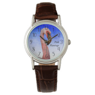 Roze Flamingo Bird Waterverf Painting Poster Horloge