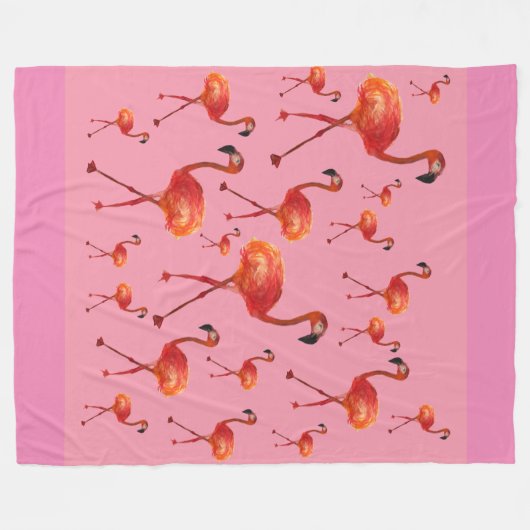 Roze Flamingo Birds Fleece Blanket (Voorkant (Horizontaal))