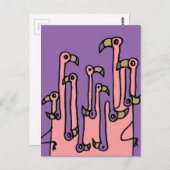 Roze Flamingo Birds Reflection Art Briefkaart (Voorkant / Achterkant)