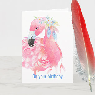 Roze Flamingo Birthday Wenskaart Kaart