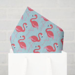 Roze flamingo blauwe patroon tissuepapier