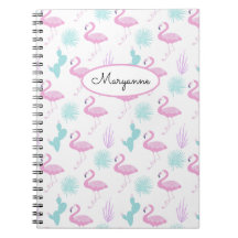 Roze Flamingo Blauwgroen Cactus Personaliseer Naam