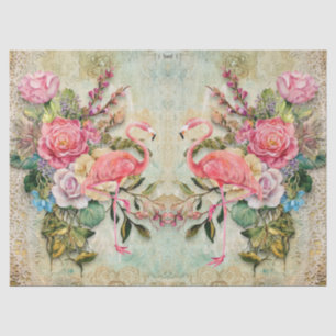 Roze Flamingo &  Bloemen Decoupage Tissuepapier