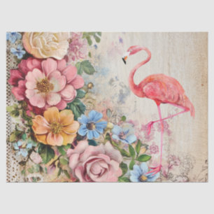 Roze Flamingo &  Bloemen Decoupage Tissuepapier