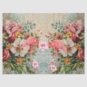 Roze Flamingo &  Bloemen Decoupage Tissuepapier