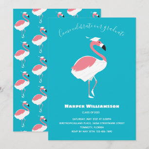 Roze Flamingo Blue Animal Afstuderen Kaart