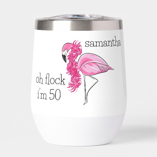Roze Flamingo Boa Oh Flock Ik ben 50 Verjaardag Na (Voorkant)