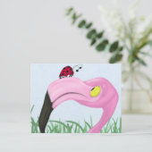  roze flamingo briefkaart (Staand voorkant)