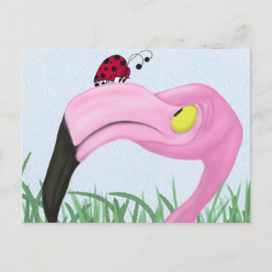  roze flamingo briefkaart (Voorkant)